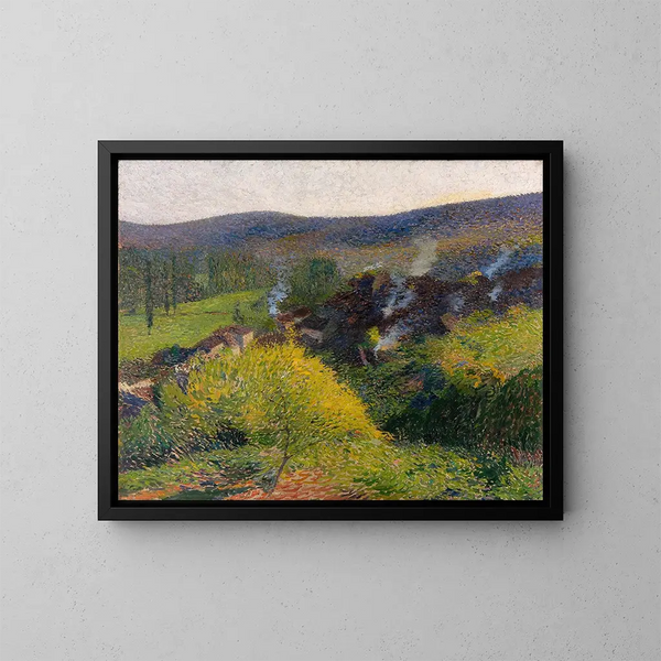 Les Chaumières au soir - Henri Martin — oprawiony obraz na ścianie