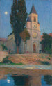 Wschód księżyca za kościołem w La Bastide-du-Vert - Henri Martin — widok dzieła