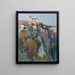 L'église Saint-Cirq-Lapopie perched on the cliff of the Lot loop under a blue sky - Henri Martin — oprawiony obraz na ścianie
