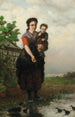 Karmienie kaczek - Henri van Seben — widok dzieła