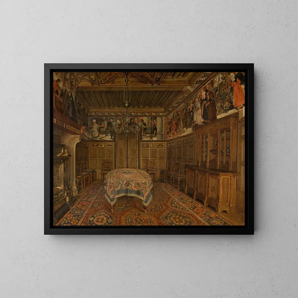 La salle à manger chez l'artiste Henri Leys - Henri de Braekeleer — oprawiony obraz na ścianie