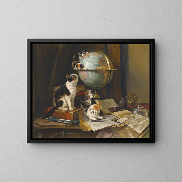 Les globe-trotters - Henriette Ronner-Knip — oprawiony obraz na ścianie