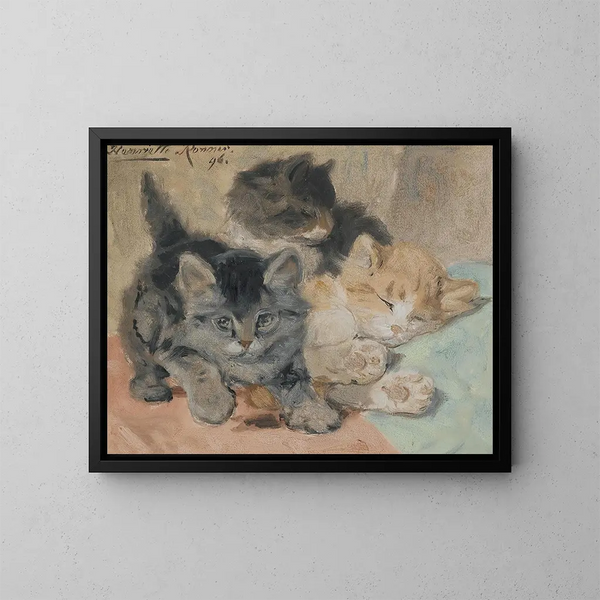 Trzy kotki - Henriette Ronner-Knip — oprawiony obraz na ścianie