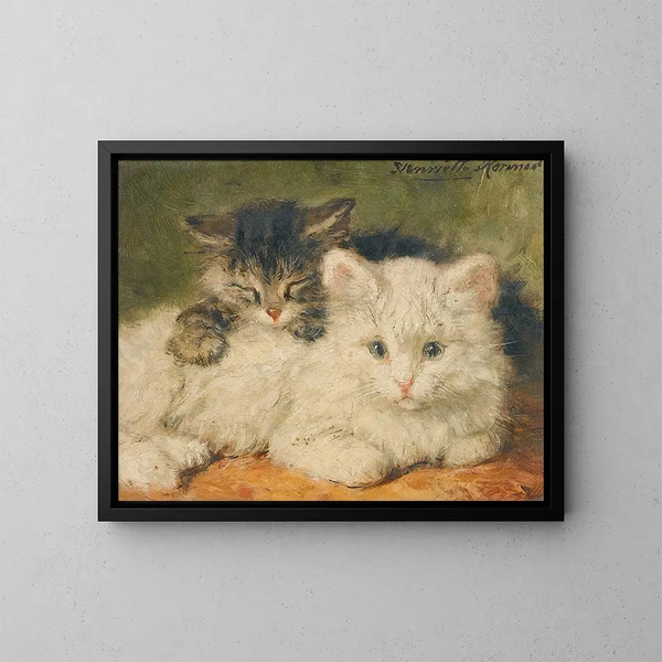 dwóch kotków - Henriette Ronner-Knip — oprawiony obraz na ścianie
