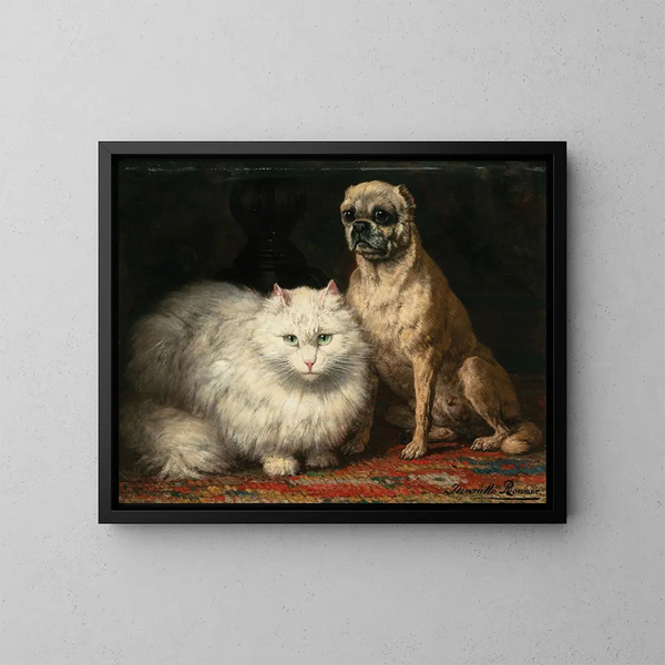 Dwóch przyjaciół - Henriette Ronner-Knip — oprawiony obraz na ścianie