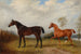 Un bai et un châtain chasseur dans un paysage boisé - Henry Barraud — widok dzieła