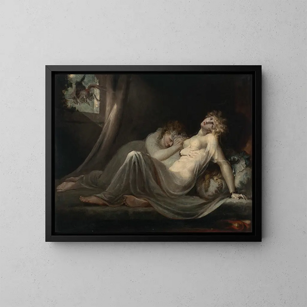 L'incube opuszczający dwie młode kobiety - Henry Fuseli — oprawiony obraz na ścianie