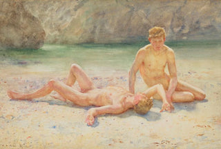 Grupa kąpiących się w południowym słońcu - Henry Scott Tuke — widok dzieła