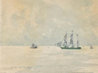 Tratwa z trzema masztami - Henry Scott Tuke — widok dzieła