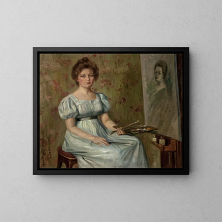 autoportret - Henryka Beyer-Czerniewska — oprawiony obraz na ścianie