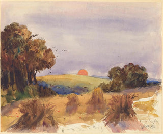 Un champ de maïs au coucher du soleil - Hercules Brabazon Brabazon — widok dzieła