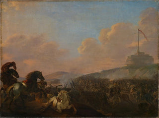 Bataille aux portes de Rome avec vue sur le château Saint-Ange - Herman van Lin — widok dzieła