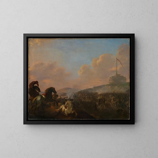 Bataille aux portes de Rome avec vue sur le château Saint-Ange - Herman van Lin — oprawiony obraz na ścianie