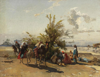 Obóz w oazie - Hermann David Salomon Corrodi — widok dzieła