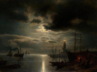 Hermann Ottomar Herzog - A Moonlit Harbor.webp