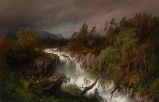 Hermann Ottomar Herzog - Waterfall in Telemarken Norway.webp