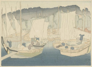 Hirafuku Hyakusui - Bootjes in de haven van Shiogama.webp