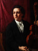 Młoda muzyczka z swoim skrzypcami Portret pani Rung 1854-1914 - Holger Roed — widok dzieła