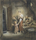 Mężczyzna chory w łóżku z kobietą i dwójką dzieci u jego boku - Ary Scheffer — widok dzieła