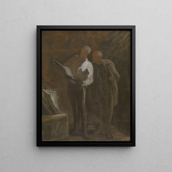Kolekcjonerzy grafik - Honoré Daumier — oprawiony obraz na ścianie