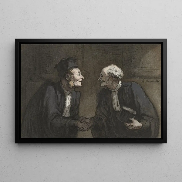 Dwóch adwokatów, uścisk dłoni - Honoré Daumier — oprawiony obraz na ścianie