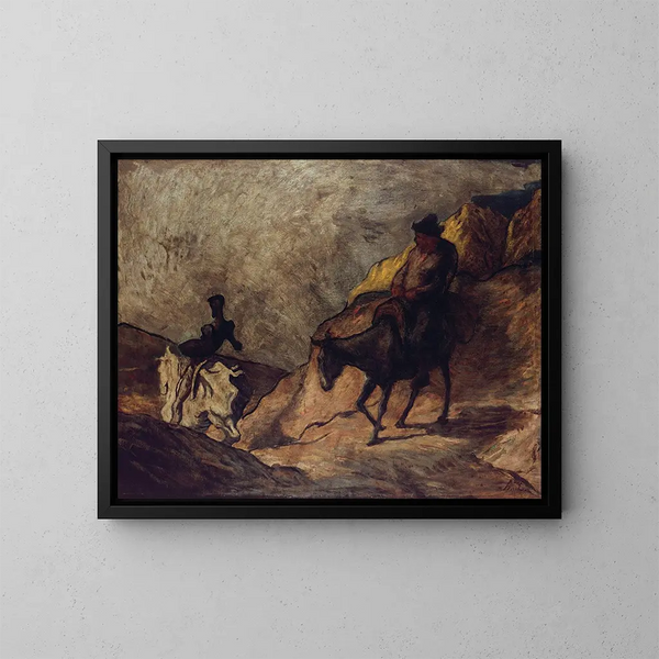 Don Quichotte i Sancho Pansa - Honoré Daumier — oprawiony obraz na ścianie