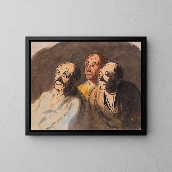 Trzech widzów - Honoré Daumier — oprawiony obraz na ścianie
