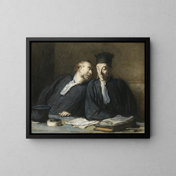 Dwóch adwokatów w rozmowie - Honoré Daumier — oprawiony obraz na ścianie