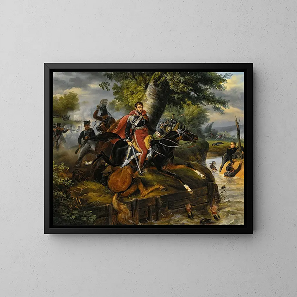 Śmierć księcia Poniatowskiego 19 października 1813 - Horace Vernet — oprawiony obraz na ścianie