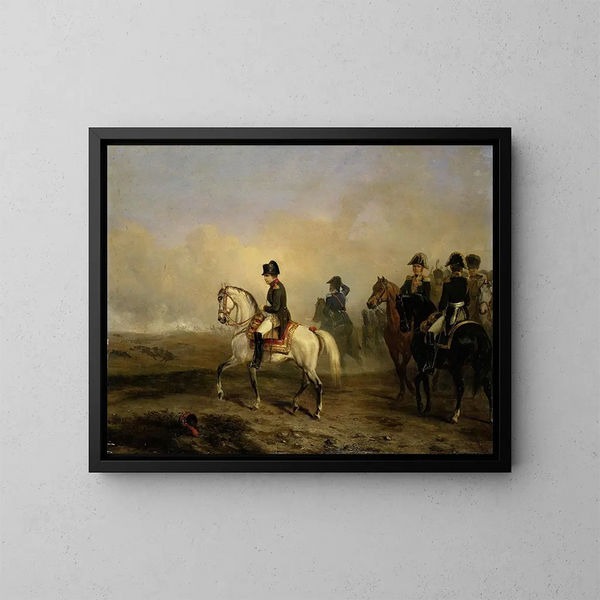 L'Imperator Napoleon I i jego sztab na koniu - Horace Vernet — oprawiony obraz na ścianie