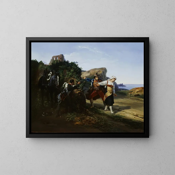 Le brigand trahi - Horace Vernet — oprawiony obraz na ścianie
