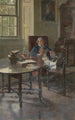 Oni czytali tylko od czasu do czasu, gdy pogoda się pogarszała - Howard Pyle — widok dzieła
