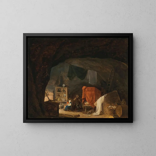Rodzina w jaskini - Hubert Robert — oprawiony obraz na ścianie