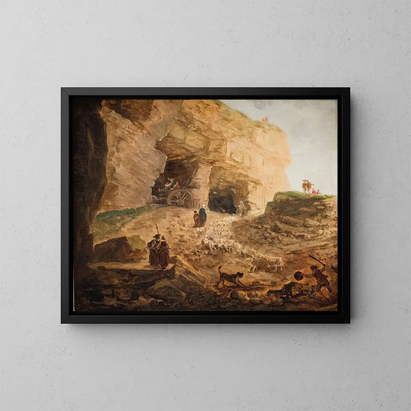 Jedna kariera z stadem owiec - Hubert Robert — oprawiony obraz na ścianie