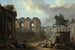 Un caprice romain avec lavandières près de la statue de Marc Aurèle - Hubert Robert — widok dzieła