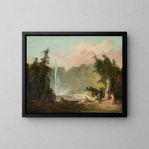 Fontanna w parku - Hubert Robert — oprawiony obraz na ścianie