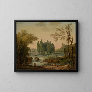 Hubert Robert - A view of the park at Ermenonville with the tomb of JeanJacques Rousseau and the Temple de la Philosophie.webp