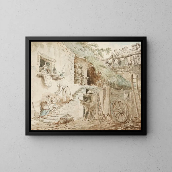 Alegoria upadku rodziny du Barry - Hubert Robert — oprawiony obraz na ścianie