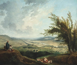 Szeroki pejzaż w pobliżu Paryża - Hubert Robert — widok dzieła