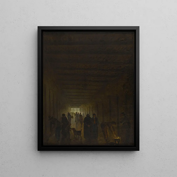 Korytarz więzienia Saint-Lazare - Hubert Robert — oprawiony obraz na ścianie