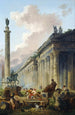 Wyobrażeniowy widok Rzymu z konnym pomnikiem Marka Aureliusza, kolumną Trajana i świątynią - Hubert Robert — widok dzieła