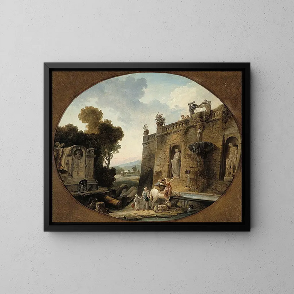 L'Abreuvoir - Hubert Robert — oprawiony obraz na ścianie