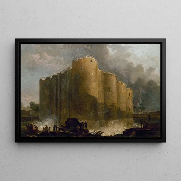 La Bastille w pierwszych dniach jej rozbiórki - Hubert Robert — oprawiony obraz na ścianie