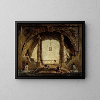 La Fontaine - Hubert Robert — oprawiony obraz na ścianie