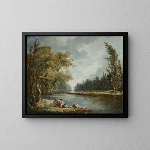 La Marne à Charenton et le Moulin de Charenton - Hubert Robert — oprawiony obraz na ścianie