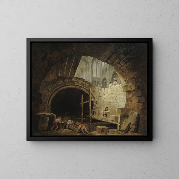 La violation des caveaux des rois dans la basilique de Saint-Denis en octobre 1793 - Hubert Robert — oprawiony obraz na ścianie