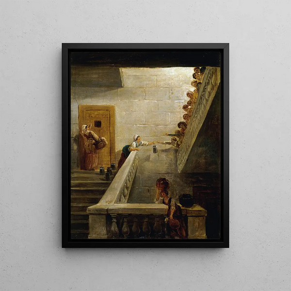 Le Ravitaillement des prisonniers à la prison de Saint - Lazare - Hubert Robert — oprawiony obraz na ścianie