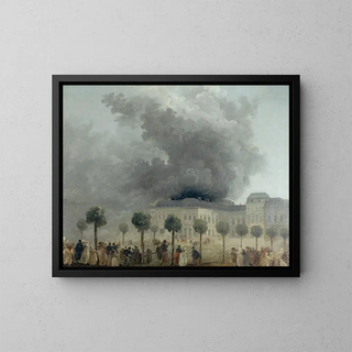 L'incendie de l'Opéra vu des jardins du Palais-Royal le 8 juin 1781 - Hubert Robert — oprawiony obraz na ścianie