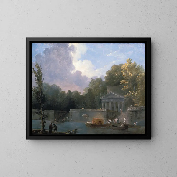 Scena z parku - Hubert Robert — oprawiony obraz na ścianie
