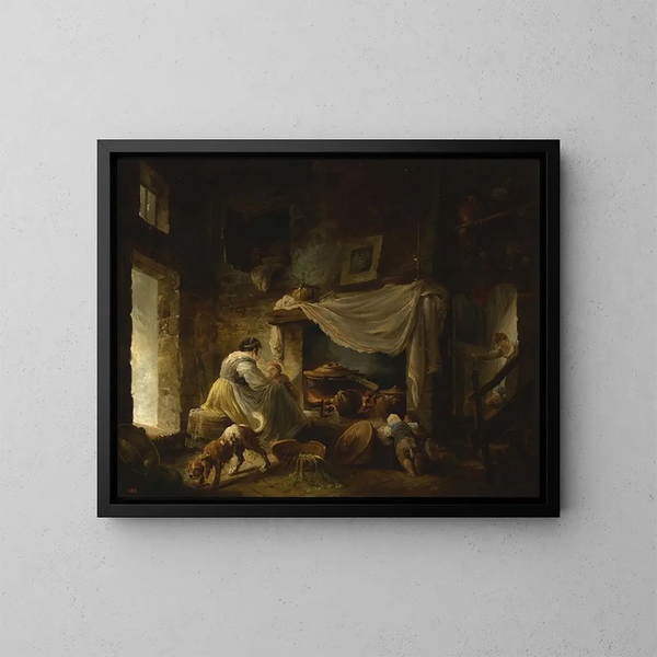 Kuchnia wiejska w ruinie - Hubert Robert — oprawiony obraz na ścianie